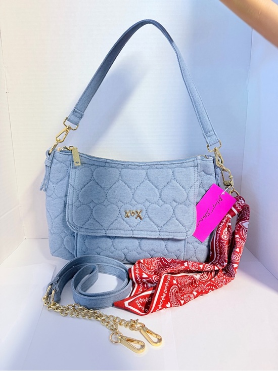 Betsey Johnson Handbags - NWT: Betsey Johnson Light Blue Jean Quilted Shoulder Bag with Gold Hardware